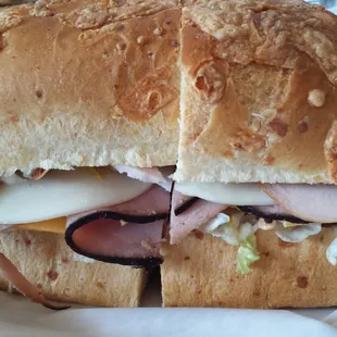 Poor Boy on cheddar cheese bread