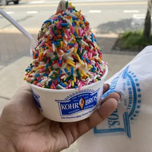 Peanut butter &amp; Chocolate swirl with sprinkles