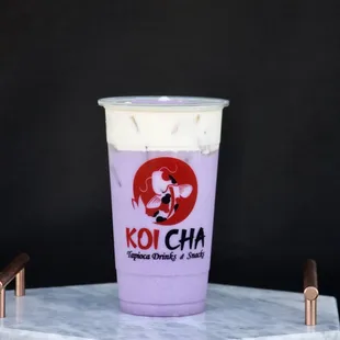 Taro coconut cream tea with sea cream