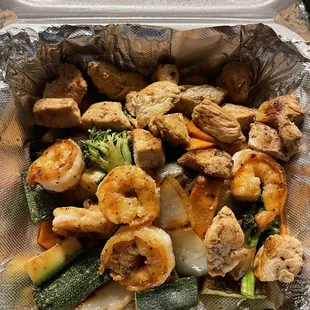 Chicken and Shrimp vegetables Hibachi