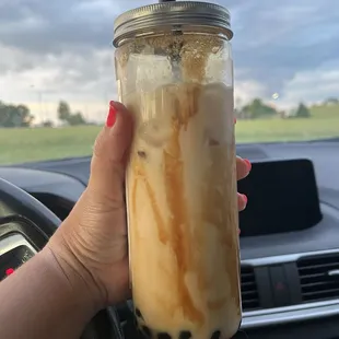 Caramel milk tea boba