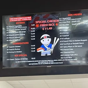 Menu board