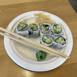 Avocado and cucumber roll