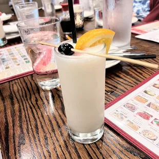 a drink on a table