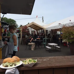 Looking in from the sidewalk.