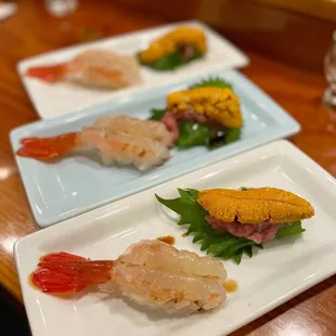 three plates of food