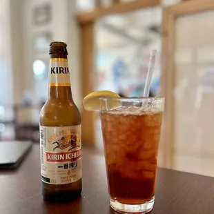 His &amp; hers: Kirin and iced tea