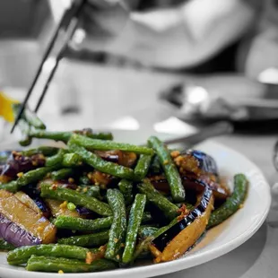 String Beans &amp; Eggplant in Garlic Sauce