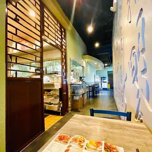 a view of the dining area