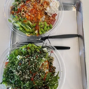 Two medium poke bowls