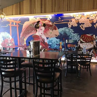 Beautiful mural in dining area