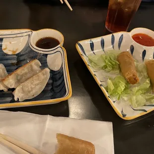 two plates of food on a table