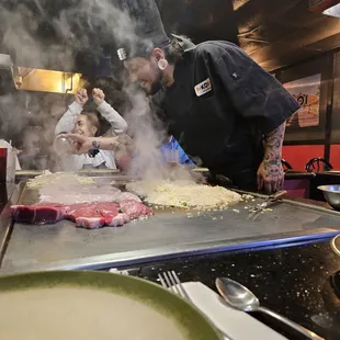 Johnny cooking dinner