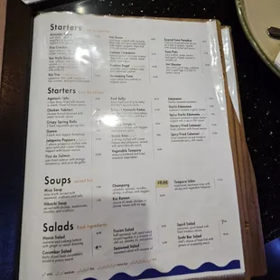 Starter menu