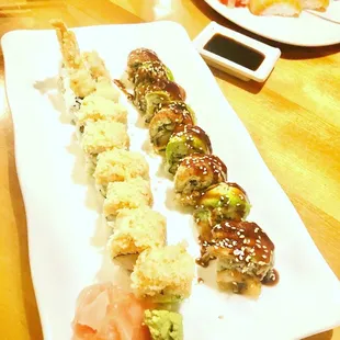 Blue crab tempura shrimp and eel &amp; avocado