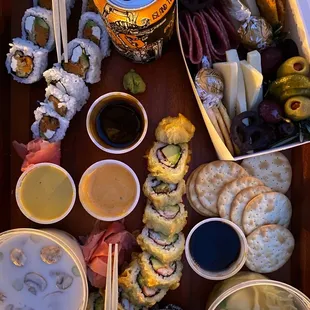 Sweet potato roll+ avocado, Fuji roll, Wonton &amp; Tom ka tofu soup