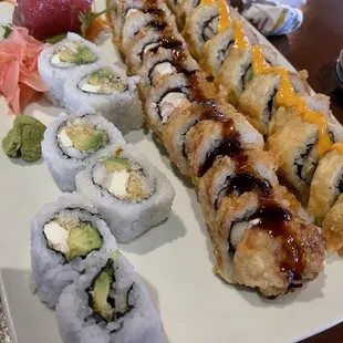 Fuji Roll / dragon roll / Crunchy Shrimp Roll / sashimi tuna