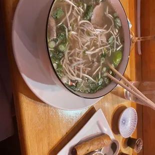 Beef Pho Noodle Soup and Chicken Spring Roll (2) Appetizer