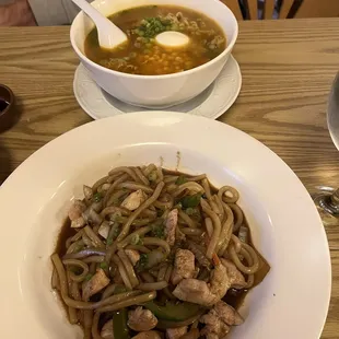 Spicy Korean Ramen and Yaki Stir Fry Udon Noodle