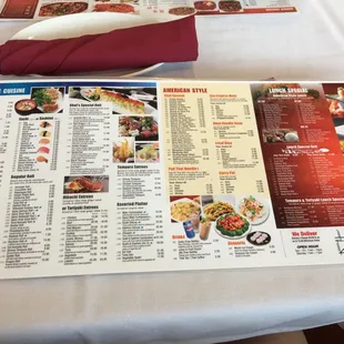 Japanese, American, and lunch specials.