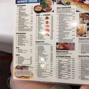 menu, sushi and sashimi
