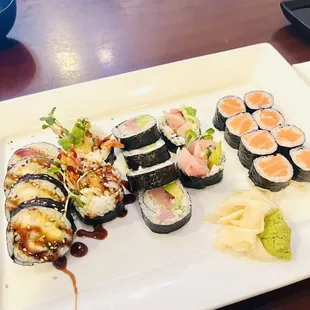 a plate of sushi on a table