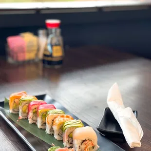 a plate of sushi on a table