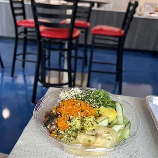 a bowl of food on a table