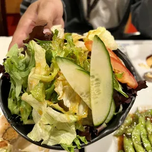 Salad with the Dc4. Sashimi and Mixed Tempura (Dinner)