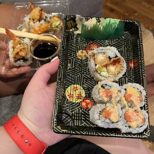 Spicy tuna roll. Tempura roll