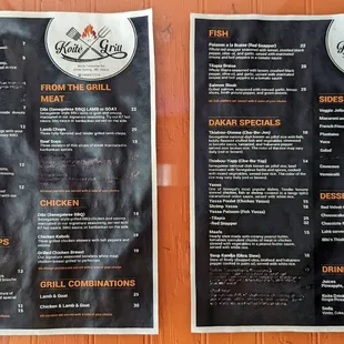 Menu out front.