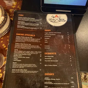 menu
