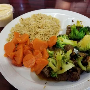 Teriyaki Steak with Brocolli, Sweet Carrots &amp; Fried Rice. Does this look like $11 worth of food to you?