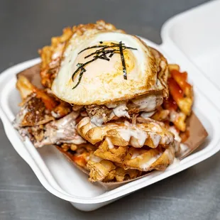 Umami Fries with a fried egg
