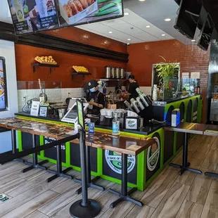 Front desk and kitchen