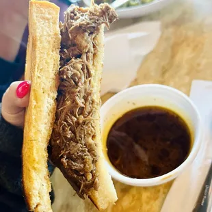 Chuck roast on Texas toast with consommé