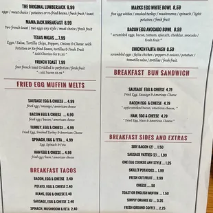 BREAKFAST MENU