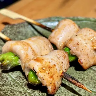 Rare skewer item of the day: chicken inner thigh wrapped in peppers