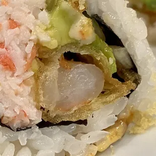 Grey color of raw fried shrimp