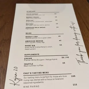 menu