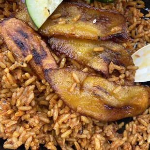 Jollof rice with plantain