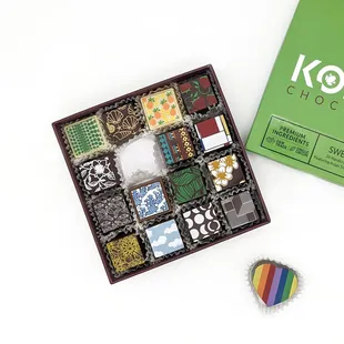 Assorted 16pc Box with Castro Pride Heart Truffle  Chocolate Shop in San Francisco