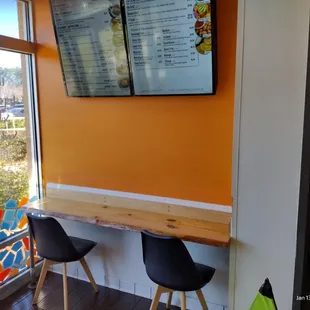 a menu on the wall