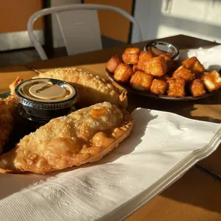 Three Empanadas and Queso Frito