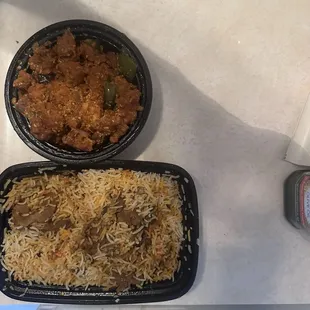 Chicken 65 and Mutton Briyani- that&apos;s for next day consumption.