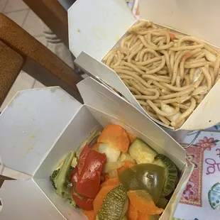 vegetable and noodle sides (great portions!)