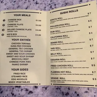 menu
