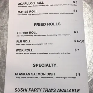 menu