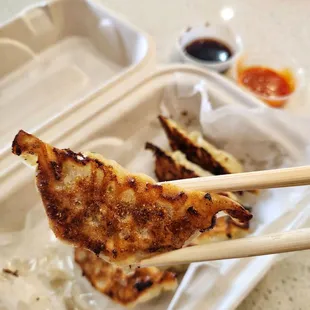 Crispy and soft chicken pot stickers  yummy!