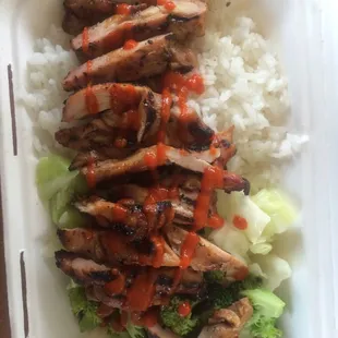 mini chicken teriyaki (w/ a little sriracha)